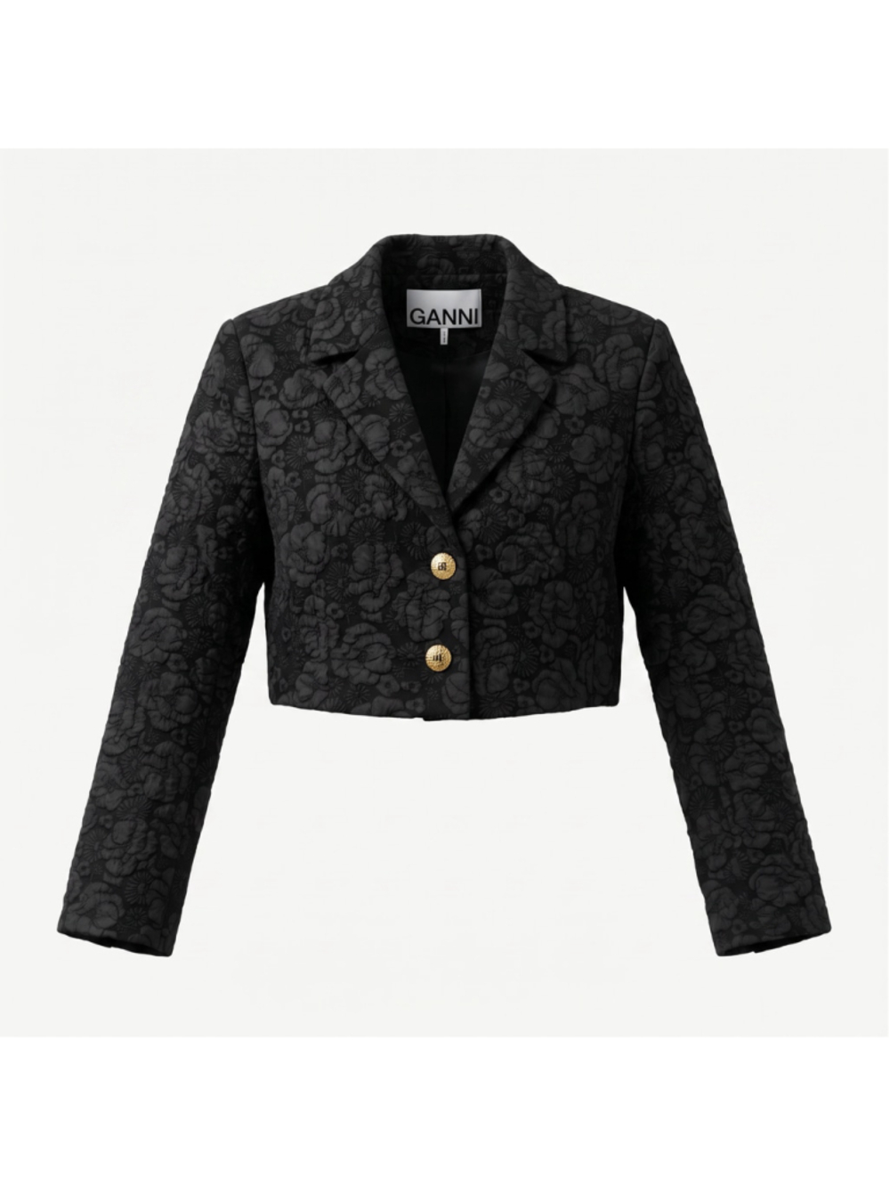 GANNI Stretch Jacquard Cropped Blazer 38 NWT